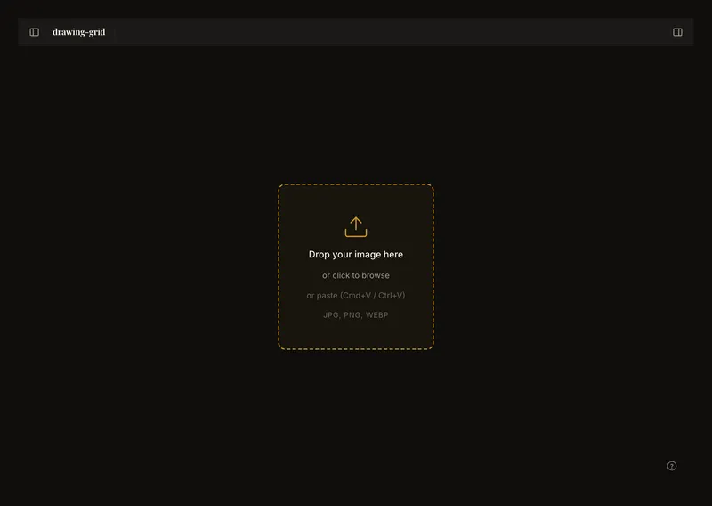 Empty editor showing the upload card after starting a new artwork