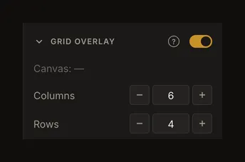 Restored grid controls with six columns and four rows after reloading the tool
