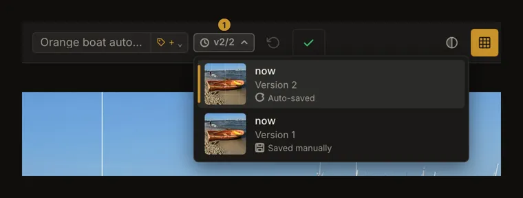 Saved artwork history with an automatic save above its initial manual version
