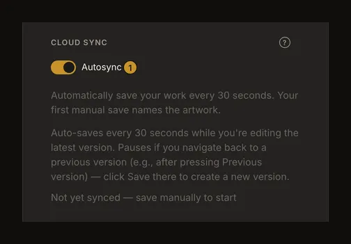 Account Settings with Autosync enabled and its prerequisite guidance visible