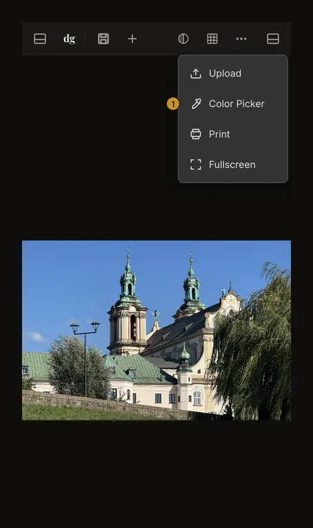 Color Picker entry marked in the compact toolbar menu