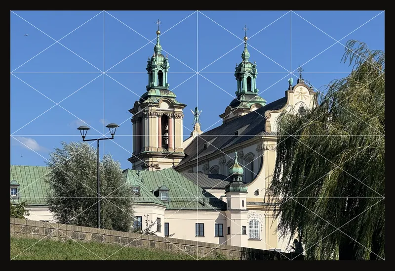 A 4 by 4 grid with a diagonal X drawn through every cell