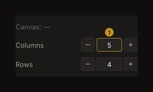 Columns number field focused in the Grid Overlay panel