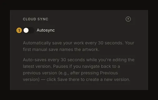 Cloud sync settings with the Autosync switch off