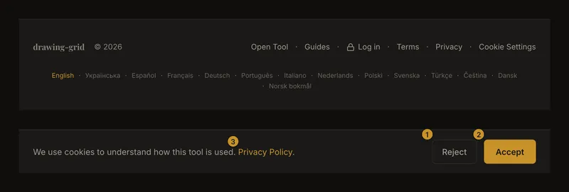 Cookie consent banner with separate decline and accept buttons and a Privacy Policy link