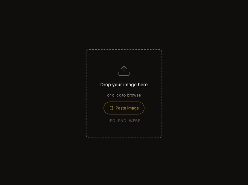 Drop area with a Paste image button in place of the keyboard paste hint